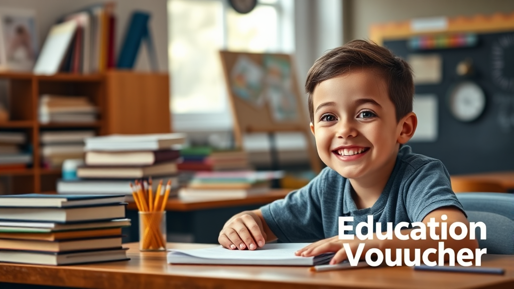 교육급여 바우처 사용처 및 이용 방법 (realistic 스타일)