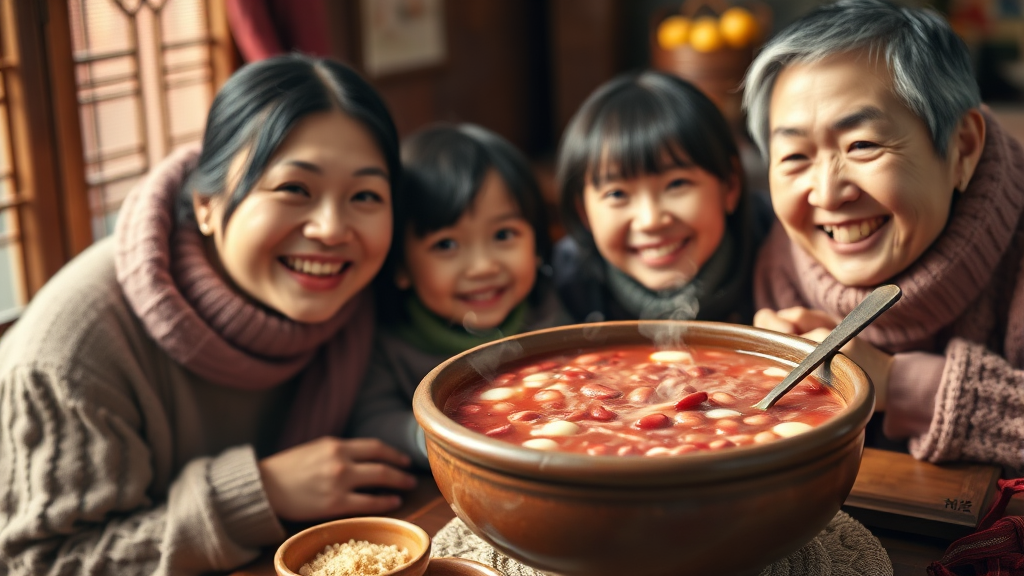 팥죽, 따뜻한 마음 (realistic 스타일)