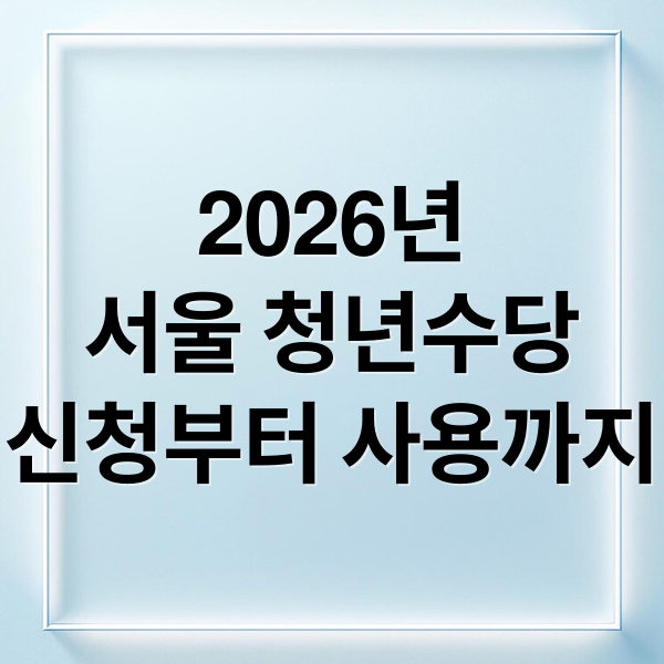 2026년
서울 청년수당
신청부터 사용까지 (서울 청년수당 신청)