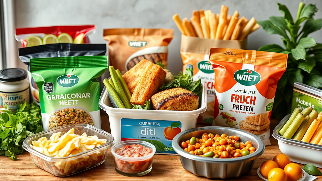 인기 다이어트 도시락 브랜드별 특징 비교 (realistic 스타일)