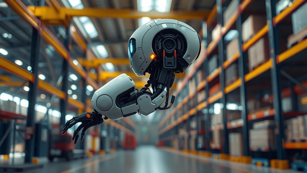 물류 로봇 기술 동향 (realistic 스타일)