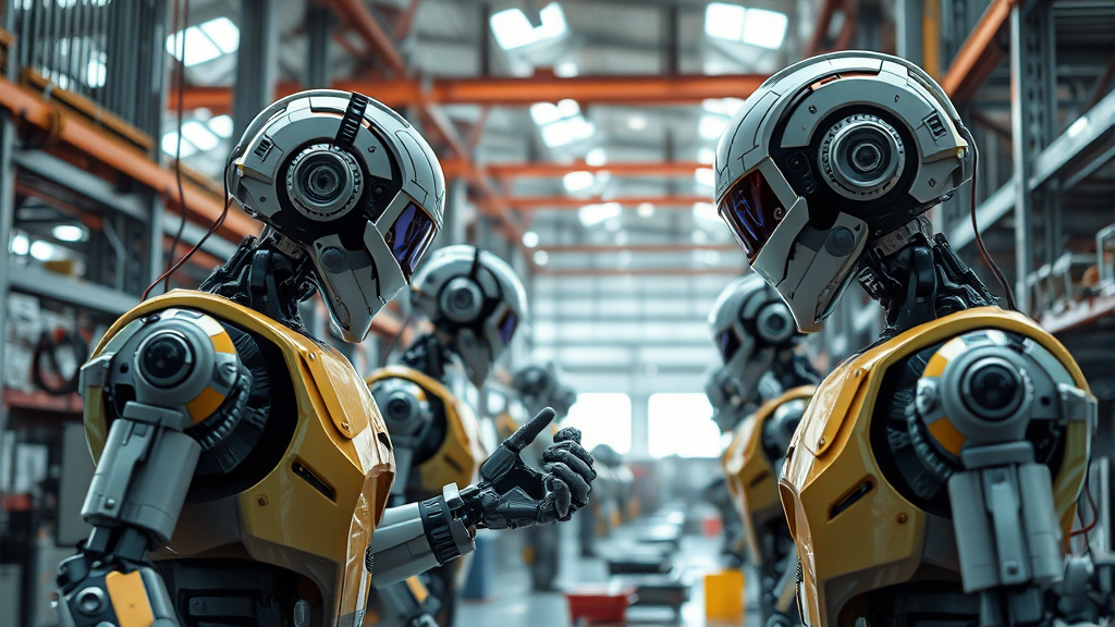 스마트 팩토리의 핵심: AI와 로봇이 만드는 자동화 솔루션 (realistic 스타일)