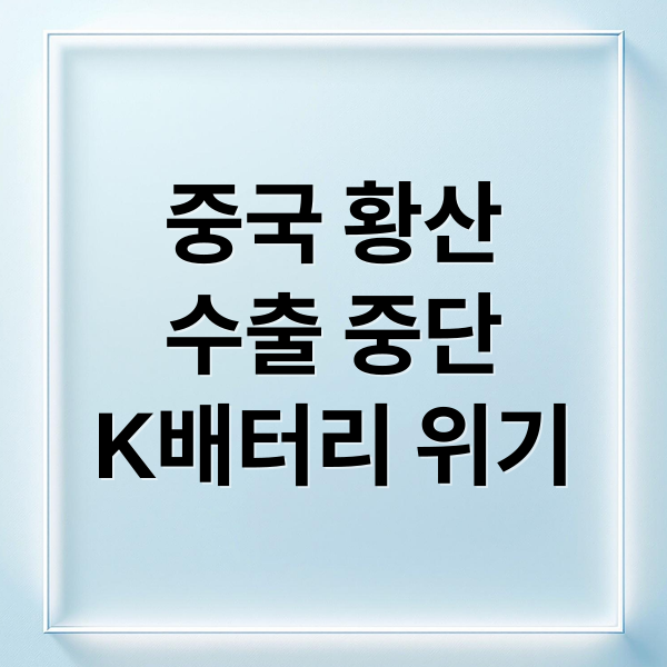중국 황산
수출 중단
K배터리 위기 (중국 황산 수출 중단 K배터리)