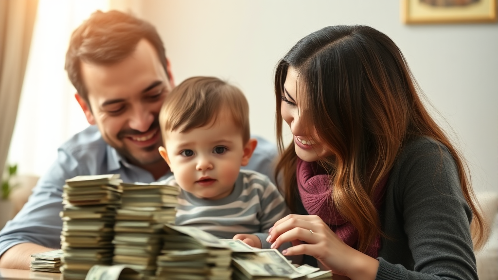 육아휴직 급여, 얼마나 오르나? (realistic 스타일)