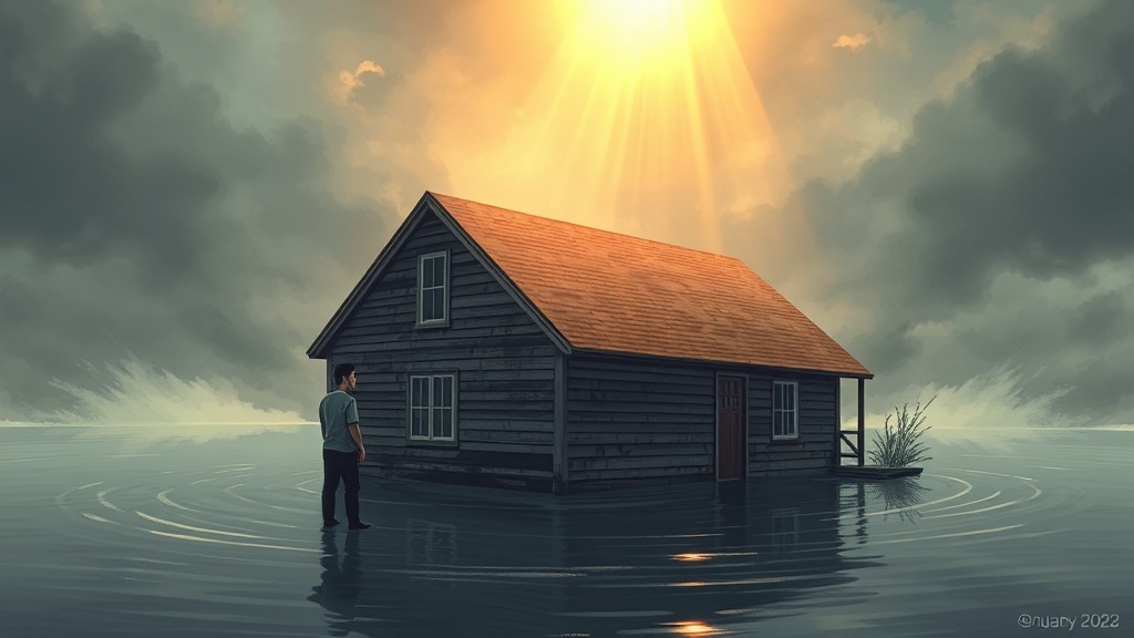 침수 꿈, 징조와 미래 조언 (illustration 스타일)