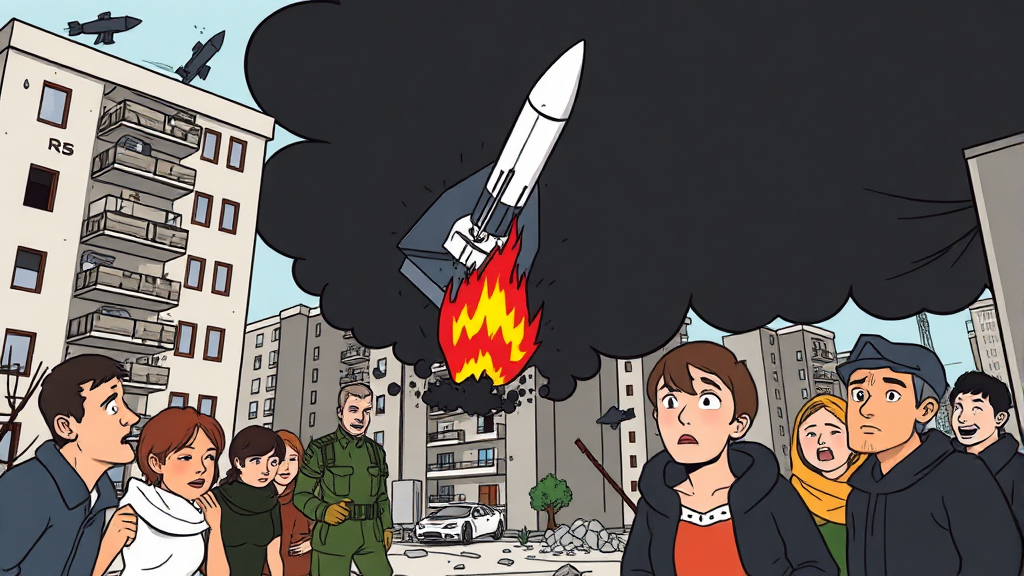 러시아, 우크라이나 드니프로 미사일 공격 (cartoon 스타일)