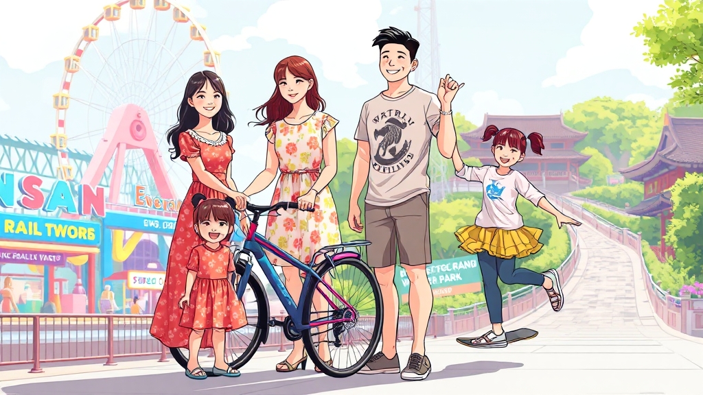가족과 함께 즐기는 테마파크 & 체험공간 (illustration 스타일)