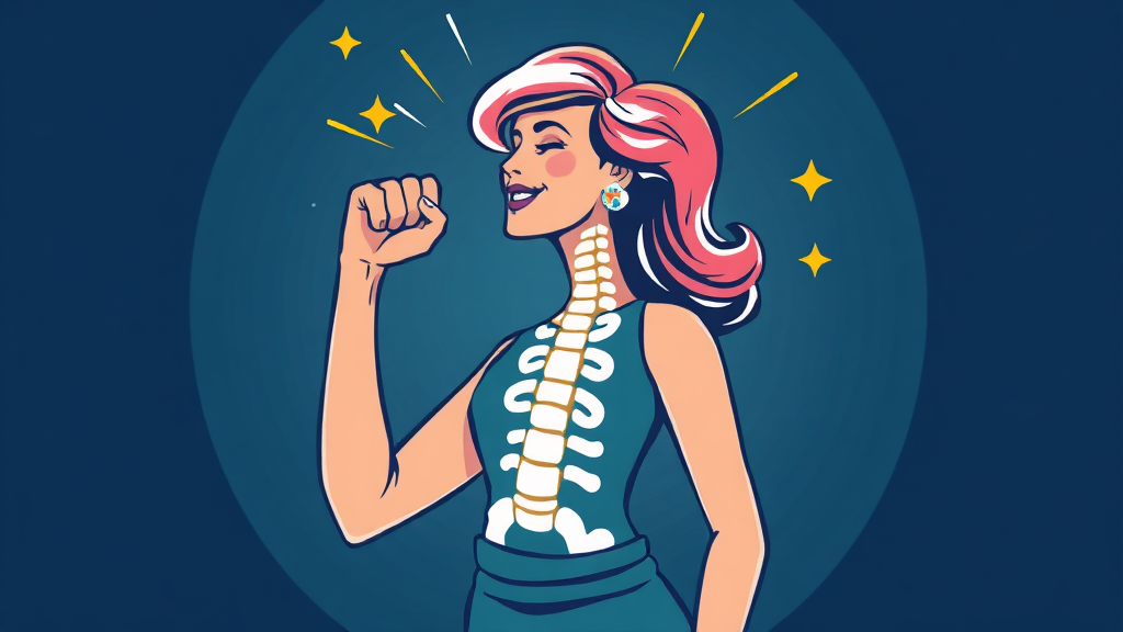 주요 성분과 뼈 건강, 활력 증진 효과 (illustration 스타일)