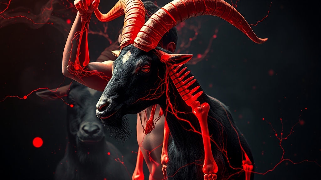 흑염소 진액, 성분과 효능 (realistic 스타일)