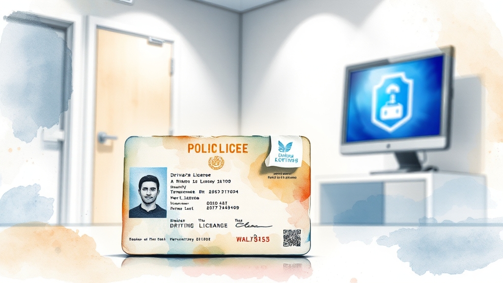 분실 신고 & 임시 면허증 발급 (watercolor 스타일)