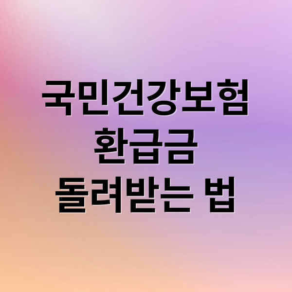 국민건강보험
환급금
돌려받는 법 (국민건강보험 환급금)