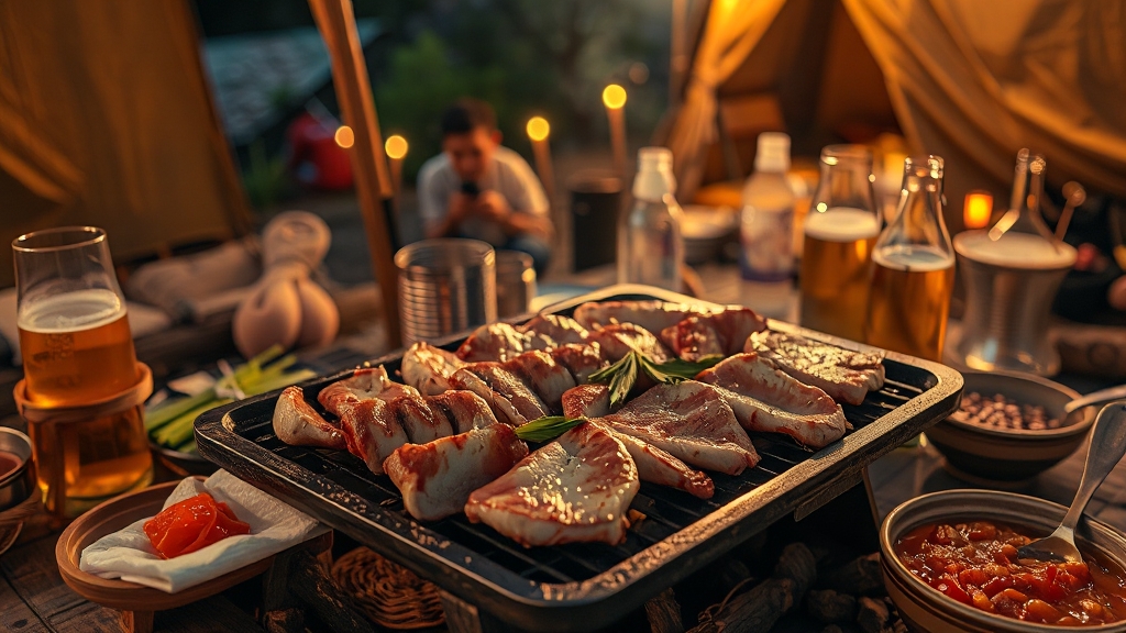 캠핑 준비물 및 식사 정보 (realistic 스타일)