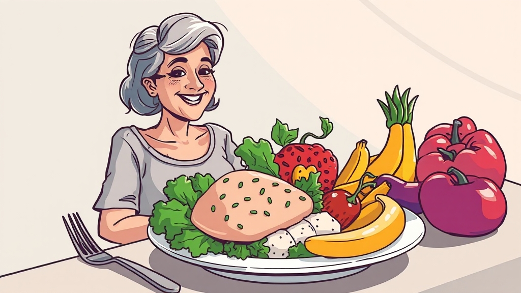 50대 다이어트 식단 구성 방법 (cartoon 스타일)