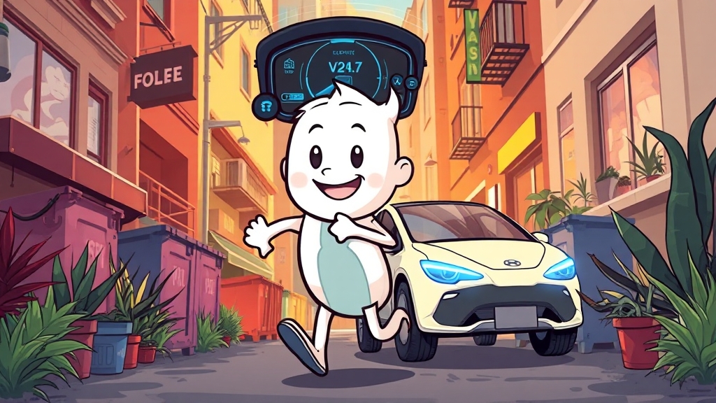 도심 주행 최적화와 편의성 (cartoon 스타일)