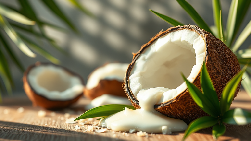 포만감과 식욕 조절: 코코넛 오일의 역할 (realistic 스타일)