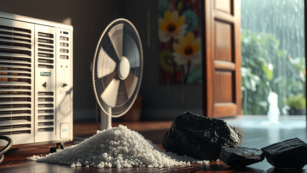 장마철 습기, 어떻게 잡을까? (realistic 스타일)