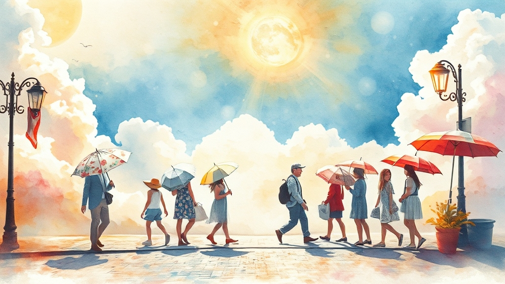 양산 vs 우산, 햇빛 차단 효과는? (watercolor 스타일)