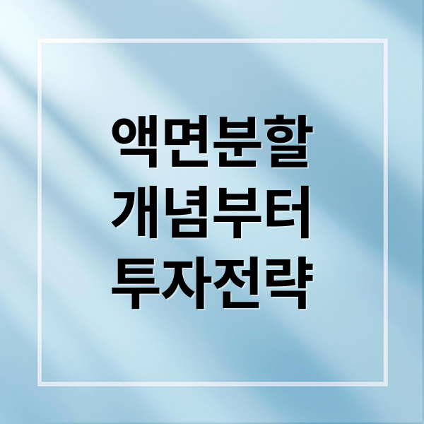 액면분할
개념부터
투자전략 (주식 액면분할 가이드)