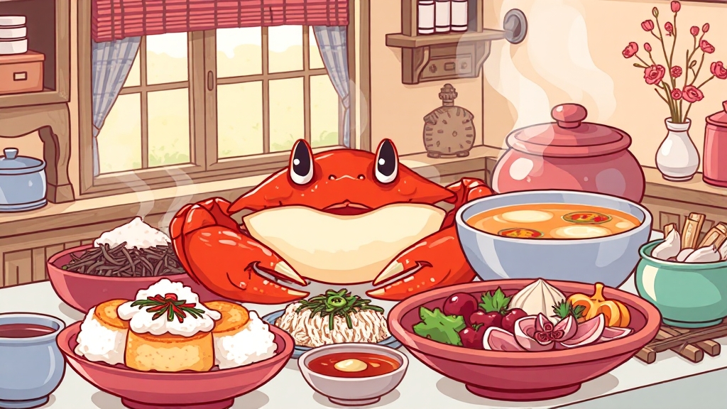 게국지와 찰떡궁합! 밑반찬 & 식사법 (cartoon 스타일)