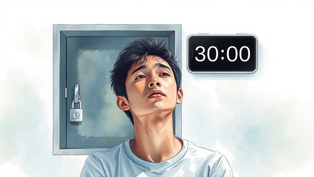 락타임 앱, 디지털 디톡스 도우미 (watercolor 스타일)