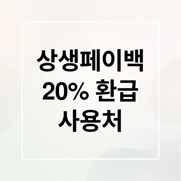 상생페이백
20% 환급
사용처 (상생페이백 신청 방법 기간 자격)