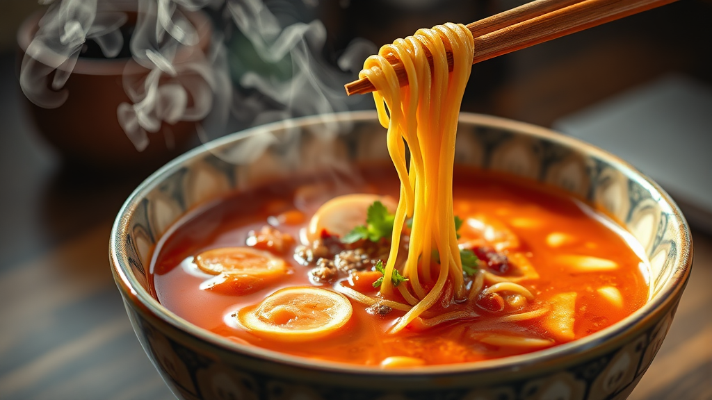 비조리 라면 후기 (realistic 스타일)