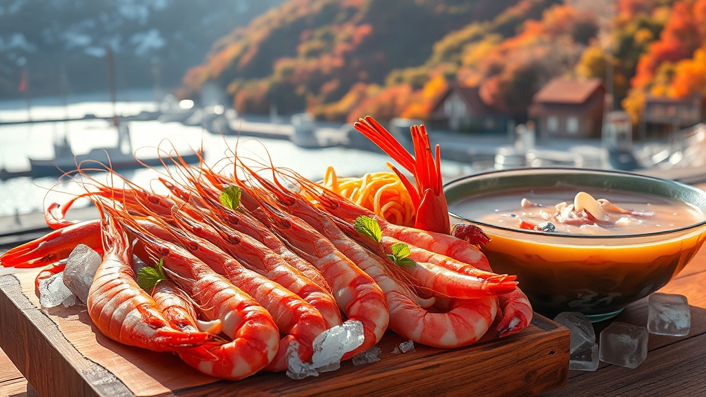 싱싱한 대하 맛집 정보 (realistic 스타일)