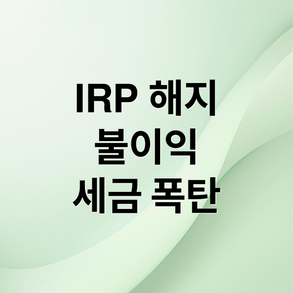 IRP 해지
불이익
세금 폭탄 (IRP 해지 불이익)