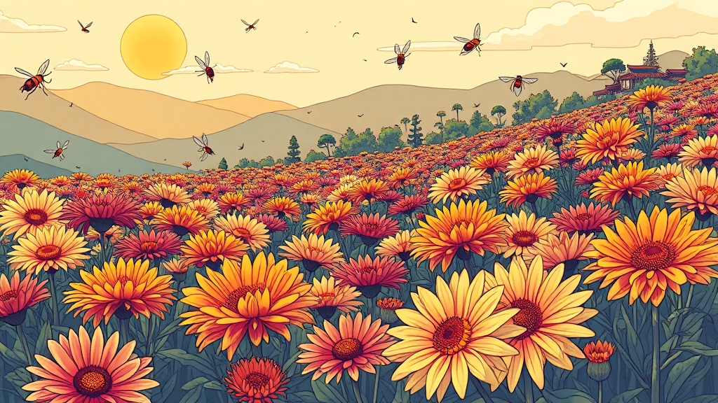 국화: 종류, 키우기, 꽃말 (illustration 스타일)