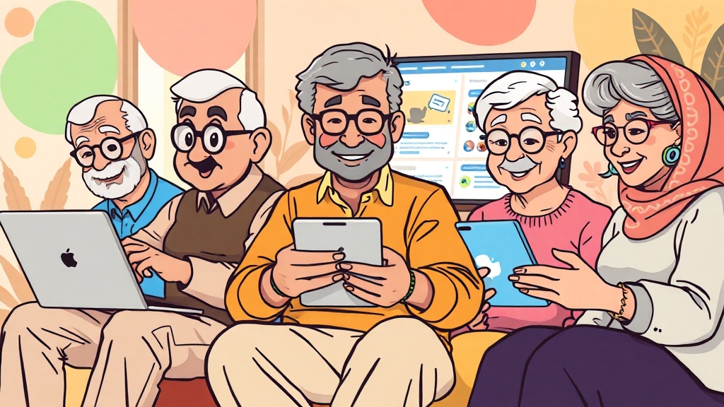 시니어 구직 전략 (cartoon 스타일)