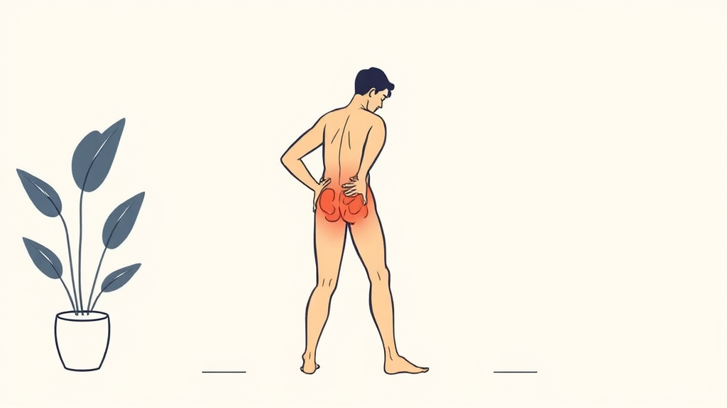 통증 완화를 위한 고관절 스트레칭과 생활 습관 교정 (illustration 스타일)