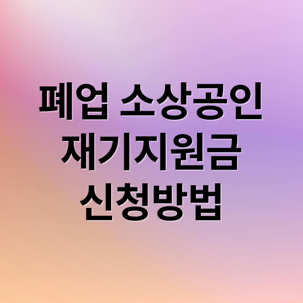 폐업 소상공인
재기지원금
신청방법 (폐업 소상공인 재기지원금)
