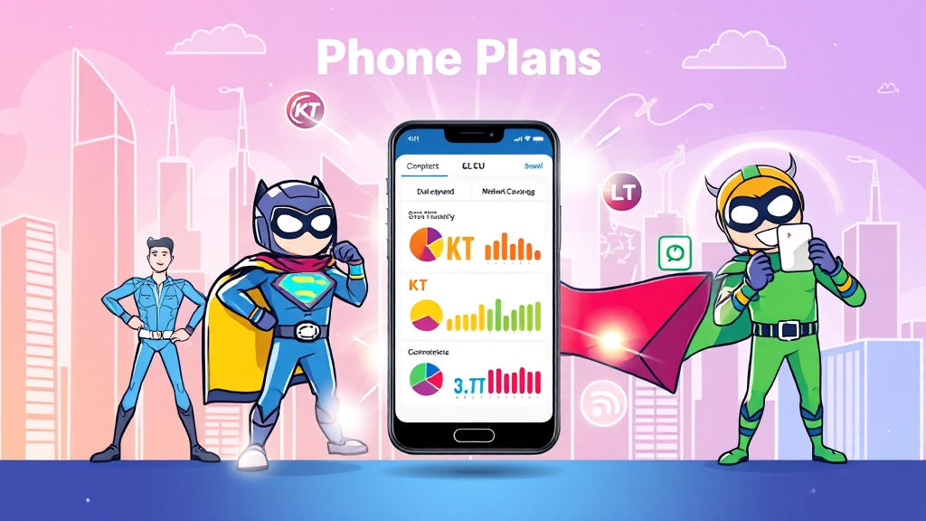 통신사별 알뜰폰 요금제 비교 (cartoon 스타일)