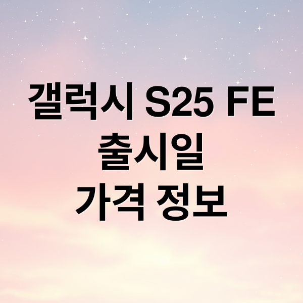 갤럭시 S25 FE
출시일
가격 정보 (갤럭시S25 FE 사양 가격)