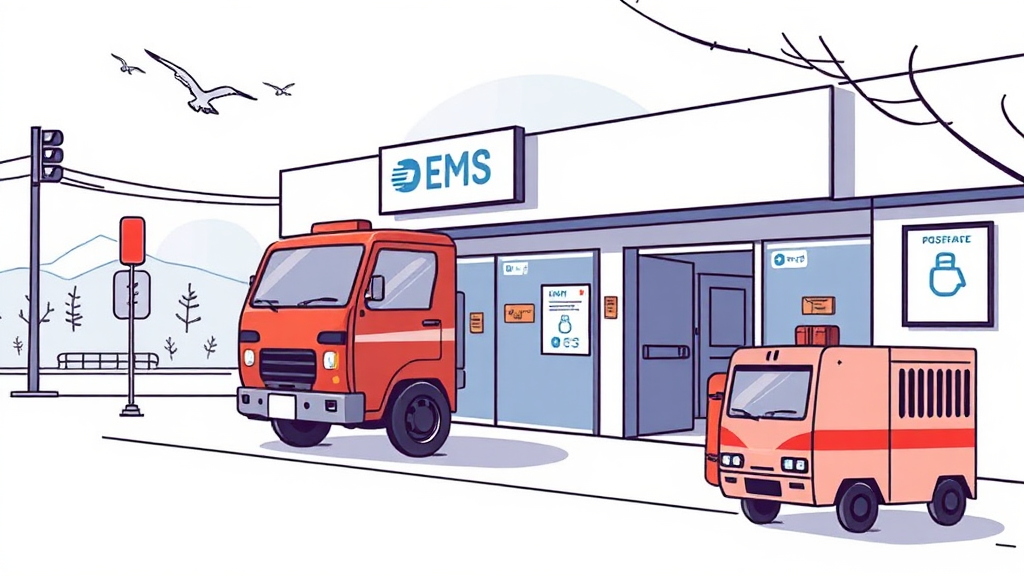 EMS 접수 방법: 방문 vs 온라인 (illustration 스타일)