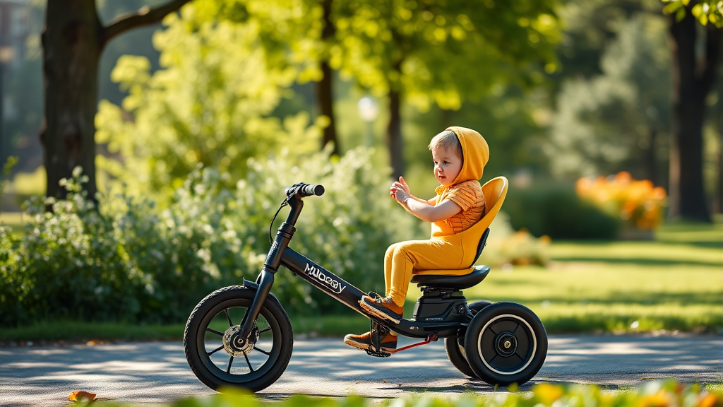 올보르 트라이크 유모차의 핵심 기능과 디자인 (realistic 스타일)