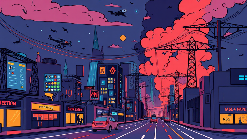 전력 수요 급증 배경 (cartoon 스타일)