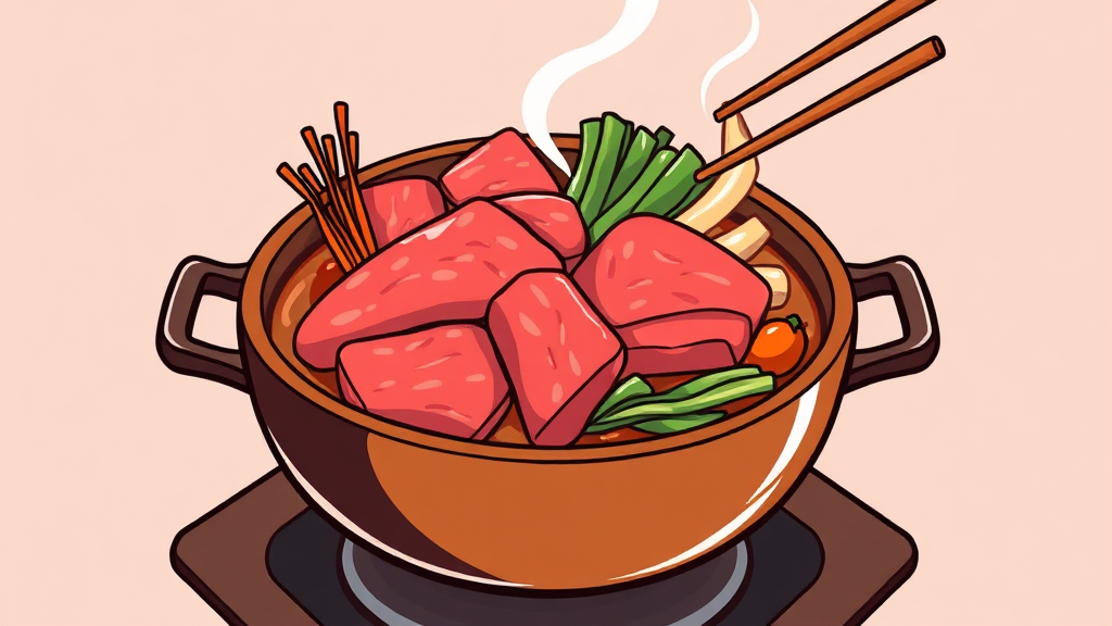 스키야키 맛있게 먹는 방법 (cartoon 스타일)