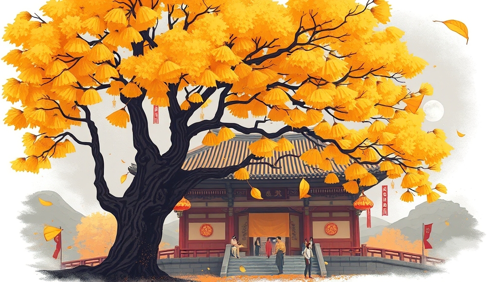 장수동 은행나무 관련 행사 (illustration 스타일)