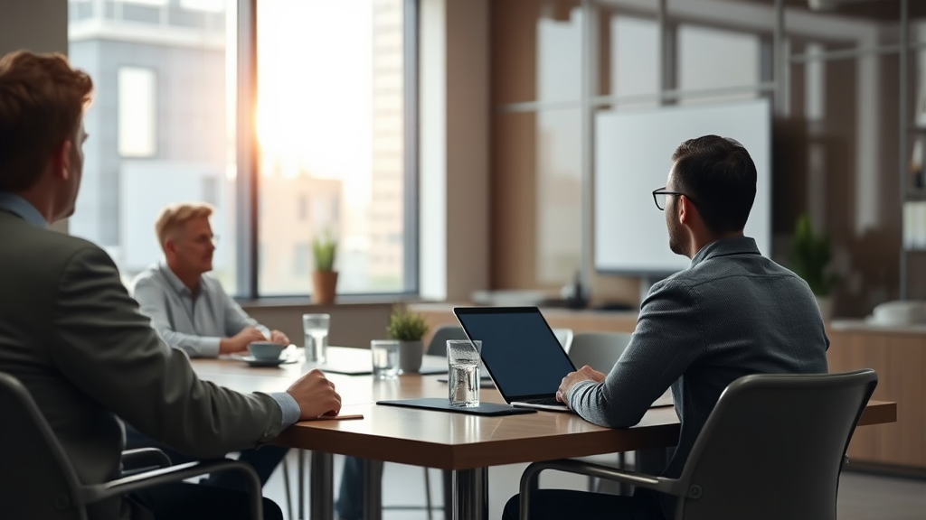 노션 AI의 실시간 요약 기능을 활용하여 30분 이상의 장기 회의 흐름을 놓치지 않고 집중하는 직장인의 모습