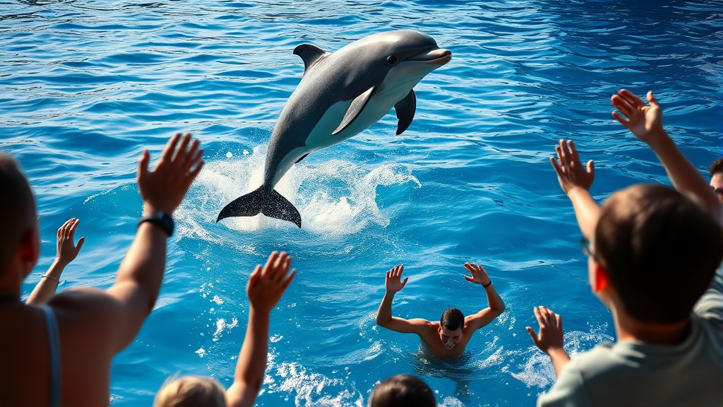 돌고래 쇼 완벽 분석 (realistic 스타일)