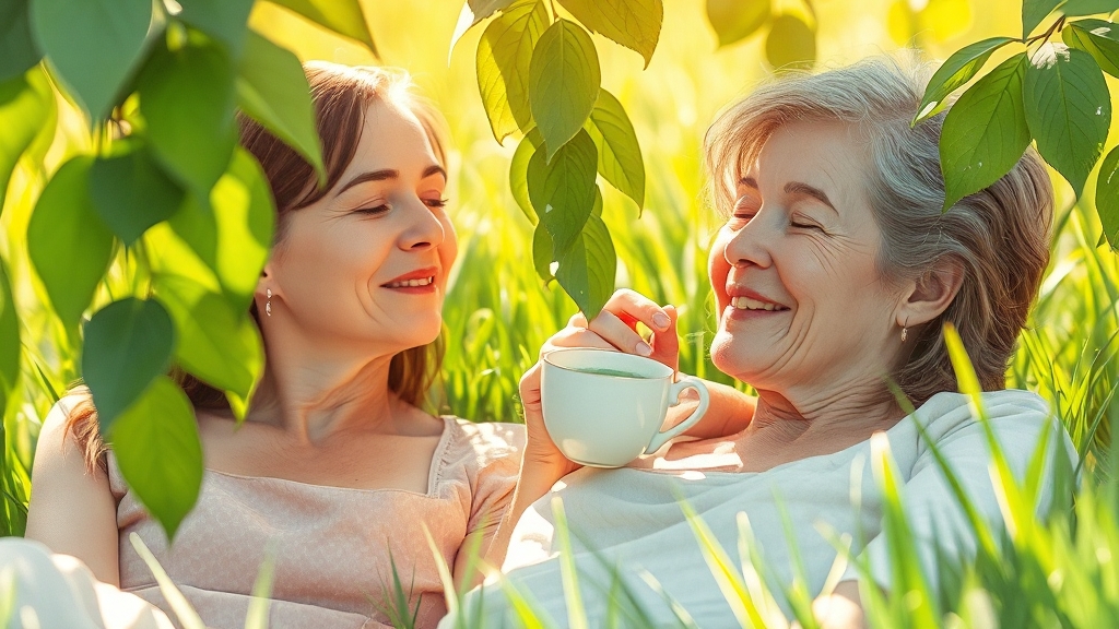 말차, 갱년기 여성의 활력을 되찾다 (watercolor 스타일)