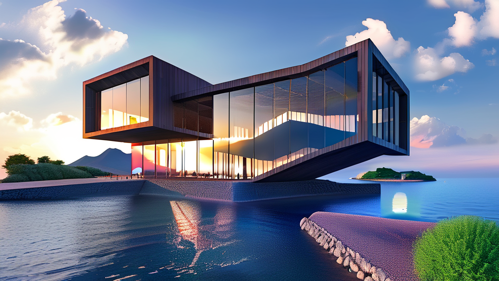 나오시마 섬: 예술과 자연의 완벽한 조화 (realistic 스타일)