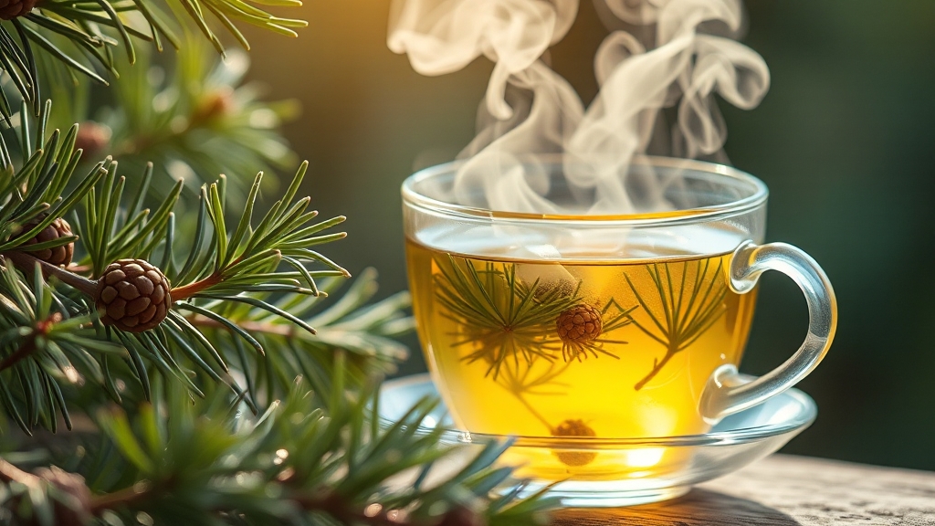 솔잎차 효능 관련 연구 사례 (realistic 스타일)