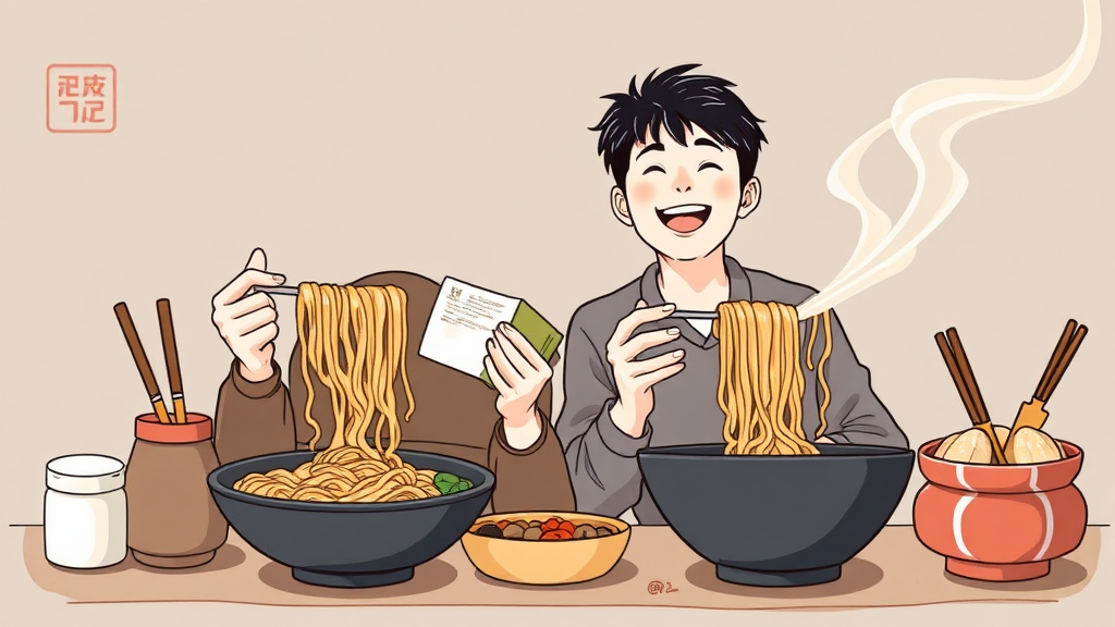 전현무계획 출연진의 솔직한 막국수 맛 평가 (illustration 스타일)