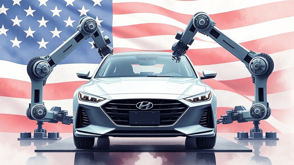 트럼프 관세 폭탄, 현대차 생존 전략과 주가 전망 6 현대차 미국 생산 전략 및 현지화 노력 (watercolor 스타일)