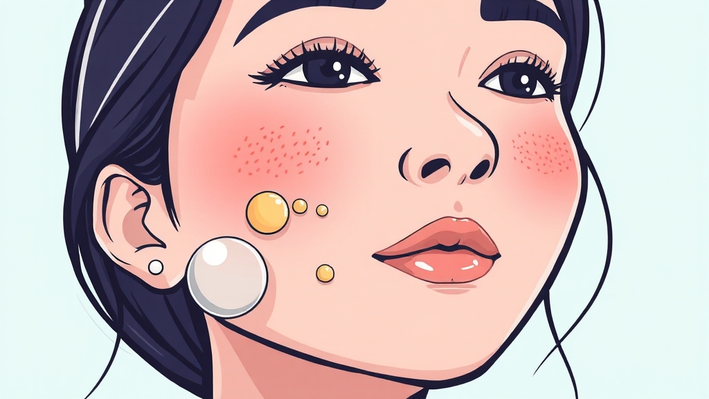 좁쌀 여드름 관리 중요성 (cartoon 스타일)