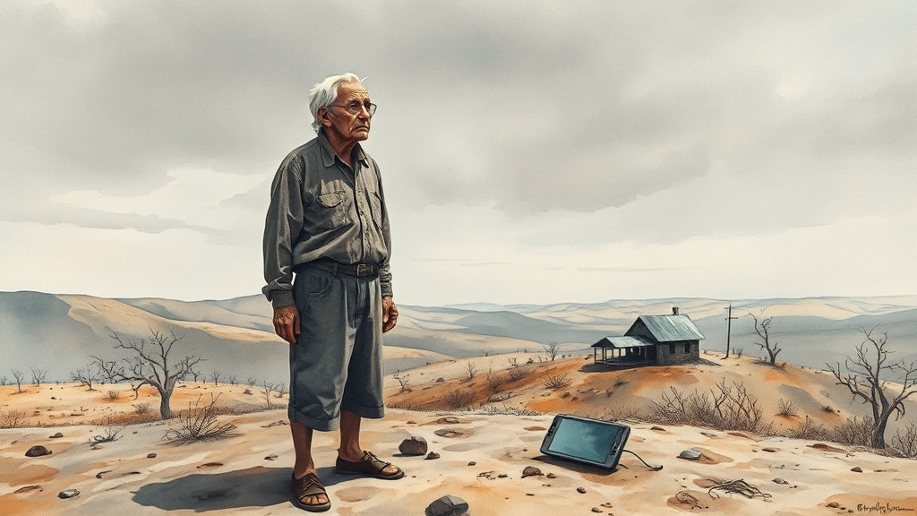 디지털 격차 현황: 연령, 지역, 소득별 차이 (watercolor 스타일)