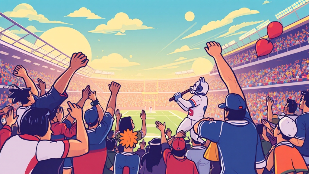 팬들의 뜨거운 응원 열기 (cartoon 스타일)