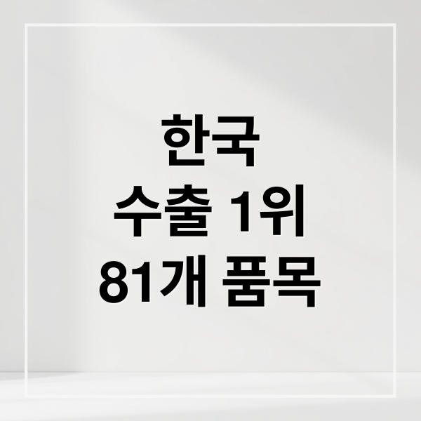 한국
수출 1위
81개 품목 (한국 수출 1위 품목 81개 세계10위)